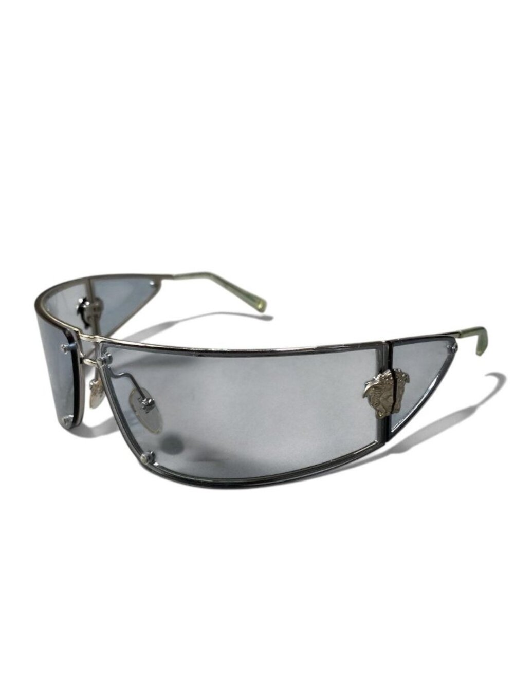 Versace Side Shield Sunglasses Mod Silver Clear Blue Eyewear